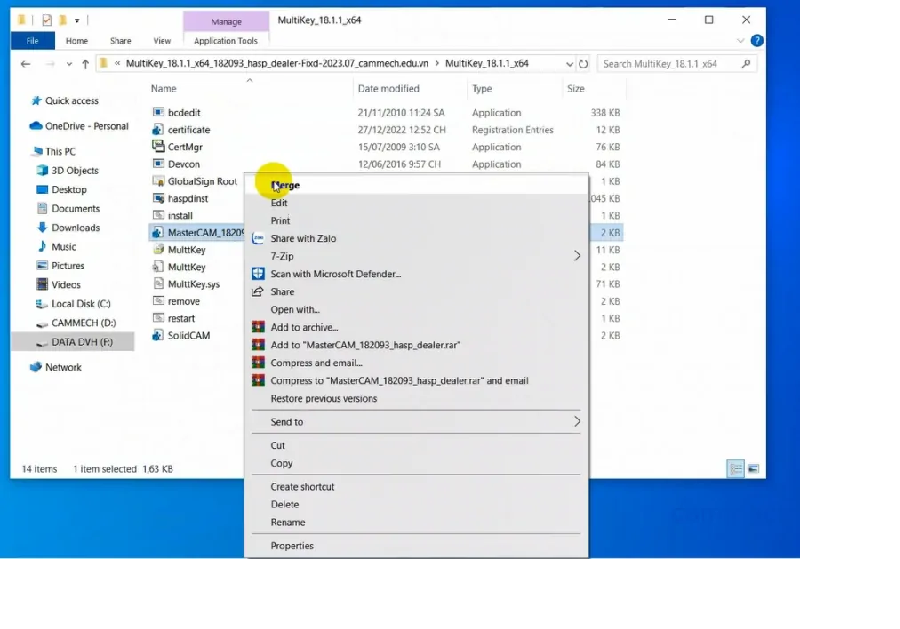 C&agrave;i Đặt Mastercam 2018